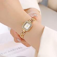 1 chiếc đồng hồ đeo tay nữ sang trọng đầu tròn với pha lê kim cương gợn sóng nước đồng hồ đeo tay nữ đồng hồ thạch anh hợp kim quà tặng bạn gái - Nhiều màu - Xem 13