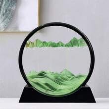 Redondo de 7 pulgadas, disponible en varios estilos, con un diseño de arena fluida. Ideal para decoraciones de escritorio y decoración del hogar, adecuado para la mayoría de las ocasiones y un regalo perfecto para las fiestas. - Verde - Ver 5