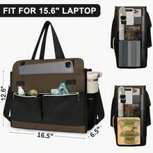 Bolsa de almuerzo para mujeres con compartimento para portátil de 15.6", bolsa térmica, bolsa de trabajo impermeable con bolsillos laterales de 40 oz, lonchera para la escuela