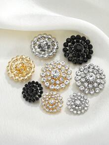 6 piezas de botones de cristal de estrás con patrón de girasol - Cristal de color AB y perlas de vidrio de estrás con base de metal, adecuados para manualidades DIY, costura, ropa, bolsos y decoración de zapatos - Multicolor - Ver 5
