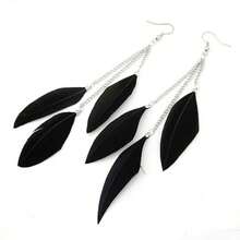 Retro Bohemian Tassel Earrings For Women, Elegant Vacation Personalized Feather Chain Dangle Earrings - Multicolor - View 9
