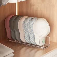 1pc Hat Stand For Baseball Caps No Install Acrylic Hat Organizer For 7 Baseball Caps Hat Racks For Baseball Caps Display Organizer,Acrylic Baseball Cap Organizer Rack, Assembly Required Entryway Cabinet Space-Saving Sports Hat Holder Display Shelf