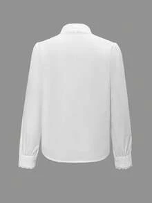 Sonniges, mädchenhaftes Herbst Damen Weihnachts Lässig Straßen Pendler Koreanischer Stil Loose Einfarbig Langarm Baumwolle Weiß Hemd