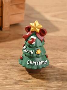 1pc Cute Santa Claus & Christmas Tree Decor, Miniature Landscape Ornament, Delicate Desktop Or Outdoor Decoration