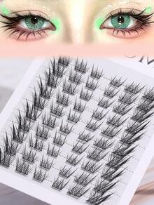 60pcs Cluster False Eyelashes, Fox Style, Winged Effect At The Corners Of The Eyes, Natural Appearance, Soft And Fluffy False Eyelashes, 3D Curled, Reusable, Eyelash Extension Tool, Suitable For Beginners. - D - 查看 5