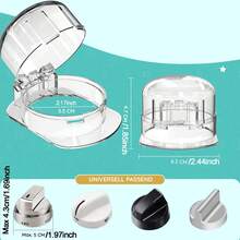TWO DADS 1/2/3个装大号炉灶旋钮盖，安全双钥匙设计，升级通用尺寸燃气旋钮盖，直径52 x 45毫米，最小旋钮间距63毫米。