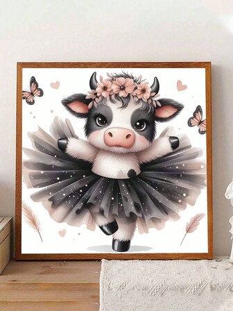 5D DIY Diamond Painting Kit, Cartoon Animal And Cow, Including Dot Drill Tools And Clay, Paint By Numbers, Suitable As Handmade Art For Leisure Time, Home Decoration