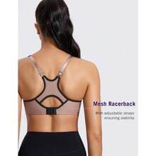 SYROKAN Women's Full Support High Impact Racerback Lightly Lined Underwire Sports Bra - Brick - View 3