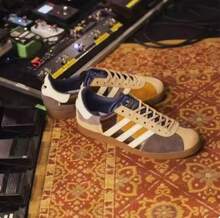 Adidas GAZELLE 85 ATMOS Clover Brown White Blue Anti-Skate Shoes Suede Low-Top Shoes - Brown, White and Blue - View 4