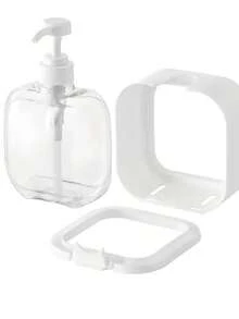 Square Pump Soap Dispenser Set, 1-Pack, Transparent Plastic Refillable Container 10/16 Oz, All-In-One Lotion & Liquid Hand Soap Bottle For Bathroom, Kitchen, Restaurant - Uncharged, Without Battery - Multicolor - View 7