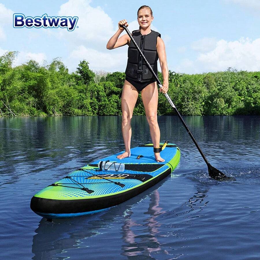 Bestway 65373 Water Cruise Surfboard Set, Inflatable Vertical Paddleboard Anti-Slip Deck, Including Paddleboards, Paddles, Hand Pumps, Backpacks, Ropes, Fins, Suitable For Adults Of All Levels, 12'6" X 31" X 6"/3.81m X 79cm X 15cm - Blue - View 1