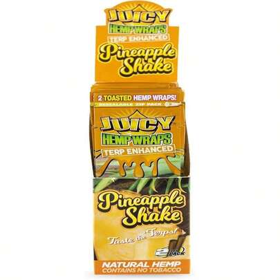 Juicy Jays - Terpene Infused Hemp Wraps - 2 Wraps Per Pack - 25 Pack Count Retail Display Box - (Pineapple Shake)