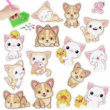 A Set Of Cat Cartoon Pet Diamond Paintings, Random DIY Stickers, Masonry Wall Stickers, Handmade Diamond Stickers, Wholesale Creative Handicrafts For Spending Time And Cultivating Hobbies