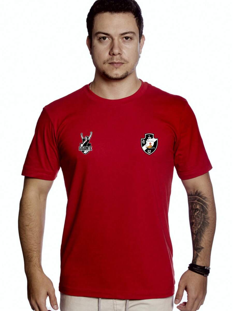 Men's Casual Comfortable Stylish T-Shirt Model: "Vasco Da Gama" - 100% Cotton Premium New Product - 紅色 - 查看 1