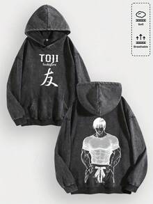 EWH Men Y2K Ju Ju T Su Ka I Sen "Toji Fushiguro" Anime Graphic Cotton Hoodie, Retro Casual Fashionable Daily Soft Warm Graphic Hoodies For Streetwear & Anime Enthusiasts 010-AB - 黑色 - 查看 11