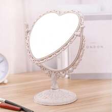 GSYY Heart-Shaped Cosmetic Mirror - Plastic Double-Sided Table Ligweig - Bathro And Bedro Mirror Beige - 米色 - 查看 3