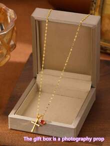 1 件装精致十字架吊坠项链，镶嵌诞生石，14K 镀金立方氧化锆，简约小巧的金色项链，适合宗教信仰/生日/情人节/圣诞节等场合的珠宝礼物。 - 生辰石十字架 - 查看 12