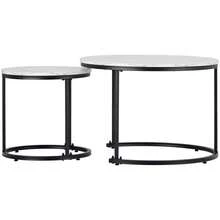 Set Of 2 Round Coffee Tables, Stackable Round Side Tables For Living Room, 2 Round End Tables - Marble + MDF - View 10