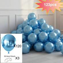 63件/123件（1套）浅蓝色派对装饰气球，花环拱门气球套装，DIY气球树，气球拱门，生日，婚礼，情人节，派对装饰气球，节日，婚礼气球花束，气球套装