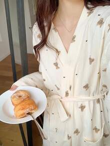1件柔软爱心刺绣女士毛绒睡袍，粉色/紫色，适合青少年女孩，秋冬家居服，舒适法兰绒面料，万圣节必备，可作睡衣，保暖防寒，新款保暖家居服，舒适法兰绒面料，万圣节必备，可作睡衣，保暖防寒，可作毯子，温暖可爱，非常适合节日派对、家居装饰、派对礼品、生日礼物 - 彩色 - 查看 8