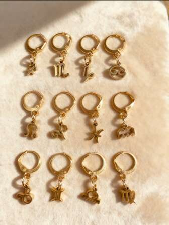 一对时尚不锈钢十二生肖星形耳环，适合女性日常佩戴，也可作为生日、圣诞节、情人节礼物送给朋友、爱人、同学。