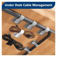 Hook And Loop Cable Ties, Under Desk Cable Management, Self-Adhesive Cable Clips, Adhesive-Backed Cable Organizers, Cable Management For TV, Computer, Laptop, Ethernet, Desktop PC - Multicolor - View 2