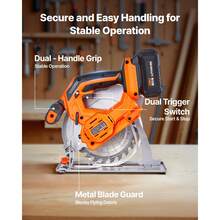 Cordless Circular Saw, 6-1/2 Inch Blade, 4700 RPM Speed, 0-45 Degree Bevel Capability, Brushless Motor, LED Light, Electric Circular Saw Kit With Battery And Charger Included, For Wood Cutting - 查看 6