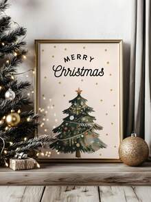 1 Piece Christmas Tree Wall Art Posters Merry Christmas Canvas Wall Arts Vintage Wall Artwork Winter Wall Prints Christmas Room Decoration Living Room Wall Decor Christmas Gift No Frame