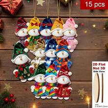 Christmas Tree Ornaments Colorful Snowman Wooden Ornaments Flat Hanging Tags For Home, Fall Decor, Halloween Decor, Christmas Gift, Classic And Elegant,  , High Repurchase Rate. - Multicolor - View 4