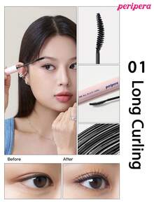 Peripera K-Beauty INK ALL BLACK CARA 睫毛膏，纤长卷翘，丰盈浓密，黑色，防水防汗，持久防晕染，日常妆容，韩式妆容 - #01 Long Curling - 查看 3