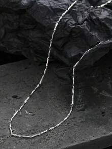 1条S925纯银锭形项链，男女通用，1毫米粗，锁骨链，毛衣链，低过敏性，附赠防氧化礼盒，节日礼物 - 銀色 - 查看 13