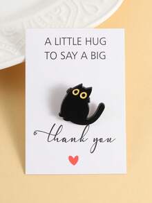 5 piezas Broche mini de vacaciones, tarjetas de abrazos, accesorios de ropa - Regalos, gatos lindos, pequeños regalos y patrones diarios - Negro - Ver 4