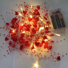 Heart Shaped LED String Lights, Decorative Lights For Valentine's Day, Wedding, Party - Red - View 12