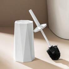 Juego de cepillo y soporte de acero inoxidable para inodoro - Estructura antioxidante resistente, diseño a prueba de salpicaduras y cerdas duraderas, adecuado para sistemas de limpieza sanitaria de baños, comerciales y domésticos. El mango ergonómico ahorra espacio de almacenamiento, las cerdas resistentes eliminan las manchas difíciles, el material de acero inoxidable no se oxida fácilmente, la bandeja a prueba de salpicaduras facilita el acceso y el almacenamiento, cepillo para inodoro, cepillo de limpieza para baño