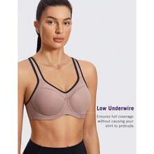 SYROKAN Women's Full Support High Impact Racerback Lightly Lined Underwire Sports Bra - Brick - View 2
