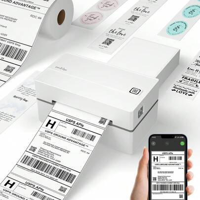 Peripage PB40 Thermal Shipping Label Printer, A Wireless Printer For 4X6 Shipping Labels Designed For Sending Packages, Compatible With Phones And Computers.