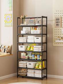 Modern Black & White Multi-Layer Storage Rack, Available In 7/6/5/4 Tiers, Effectively Organizes Household Clutter And Daily Essentials, Layered Storage, Neat And Orderly, Easy To Disassemble, Space-Saving - Multicolor - View 3