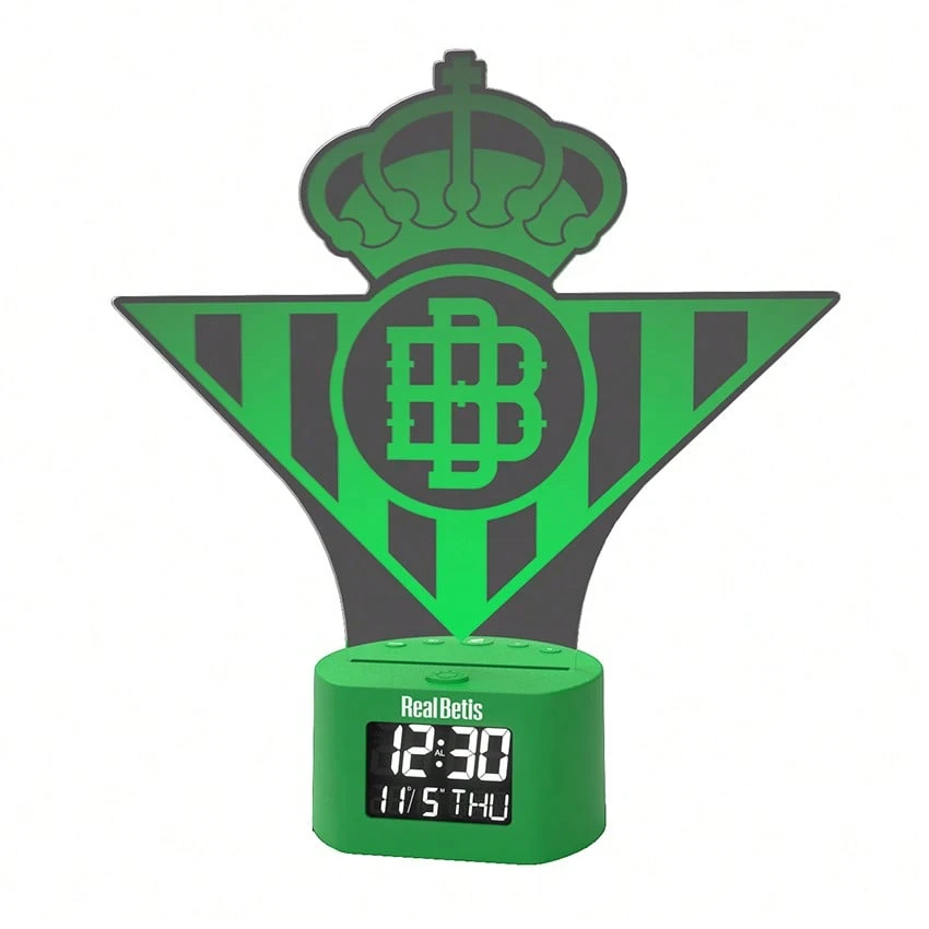 DESPERTADOR CON LUZ REAL BETIS Despertador digital con escudo iluminado del Real Betis Balompié oficial y original garantizado - DESPERTADOR REAL BETIS - Ver 1