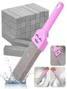Powerful Pumice Stone Set, Portable Replaceable Pumice Stone, Long Handle Pumice Stone Toilet Brush, Volcanic Rock Cleaning Pad, Toilet Seat Cleaner, Shower, Bathtub, Sink, Pool, Stove And Bathtub Descaling Stick - Multicolor - View 12