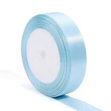 Ruy băng satin màu xanh nhạt, dài 25 thước/cuộn, chất liệu vải bóng, màu trơn, thích hợp để tự làm thiệp mời cưới, bó hoa cưới, gói quà, trang trí tiệc, đồ thủ công may vá, trang trí bánh cưới và sinh nhật, phụ kiện cưới, viền trang phục thanh lịch. - Màu xanh nhạt - Xem 13