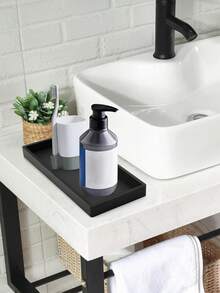 高级硅胶浴室梳妆台托盘 - 长方形台面收纳架，化妆品展示托盘，适合存放洗漱用品、珠宝、香水、蜡烛、手表等。 - 采用优质、耐用、易于清洁的材料制成。 - 彩色 - 查看 5