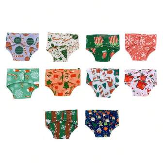 10pcs Doll Diaper Assortment, Doll Underwear Fit 14-18 Inch Dolls, Christmas Gift Decoration (Made Of High-Quality Fabric, Soft, Breathable, Washable) Cutting Pattern Placement Is Random And May Not Be Exactly The Same As The Picture, Please Be Aware Before Purchasing.
