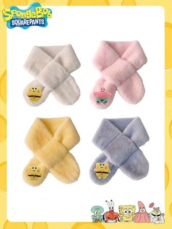  2pcs SpongeBob SquarePants Winter Korean Version Rabbit Fur Soft Scarf Solid Color Cross Warm DIY Scarf Cartoon Sponge Pie Big Star Crab Boss Brooch Cute Clothes Bag Pendant Pin Accessory, New Bear Hat And Scarf All-In-One Women Winter Korean Version Versatile Thick Warm Riding Electric Bike Windproof Ear Protection,