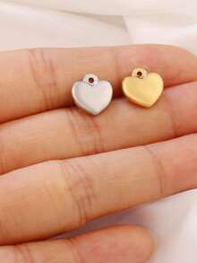 3 piezas de encantos de acero inoxidable con forma de corazón para hacer joyas DIY, hallazgos, aretes, pulseras, collares, decoración colgante - colgante - Ver 5