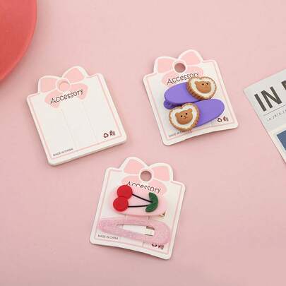 50张粉色蝴蝶结展示卡，适用于珠宝和发饰，纸质标签，可用于手链、项链、耳环等。