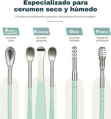 Kit de Eliminación de Cera Del Oído, Limpiador de Oídos, Juego de Cucharas para Orejas, Hermosas y Compactas, Fáciles de Limpiar, Herramientas para el Cuidado de Los Oídos Fáciles de Usar 6PCS (7PCS, pequeño) - 6 piezas - Ver 3