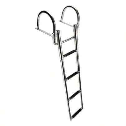 4Step Telescopic Marine Ladder With Arched Handrail Foldable Polished Stainless Steel Boarding Step For Yacht Boat Dock AntiSlip And Rust Resistant Design