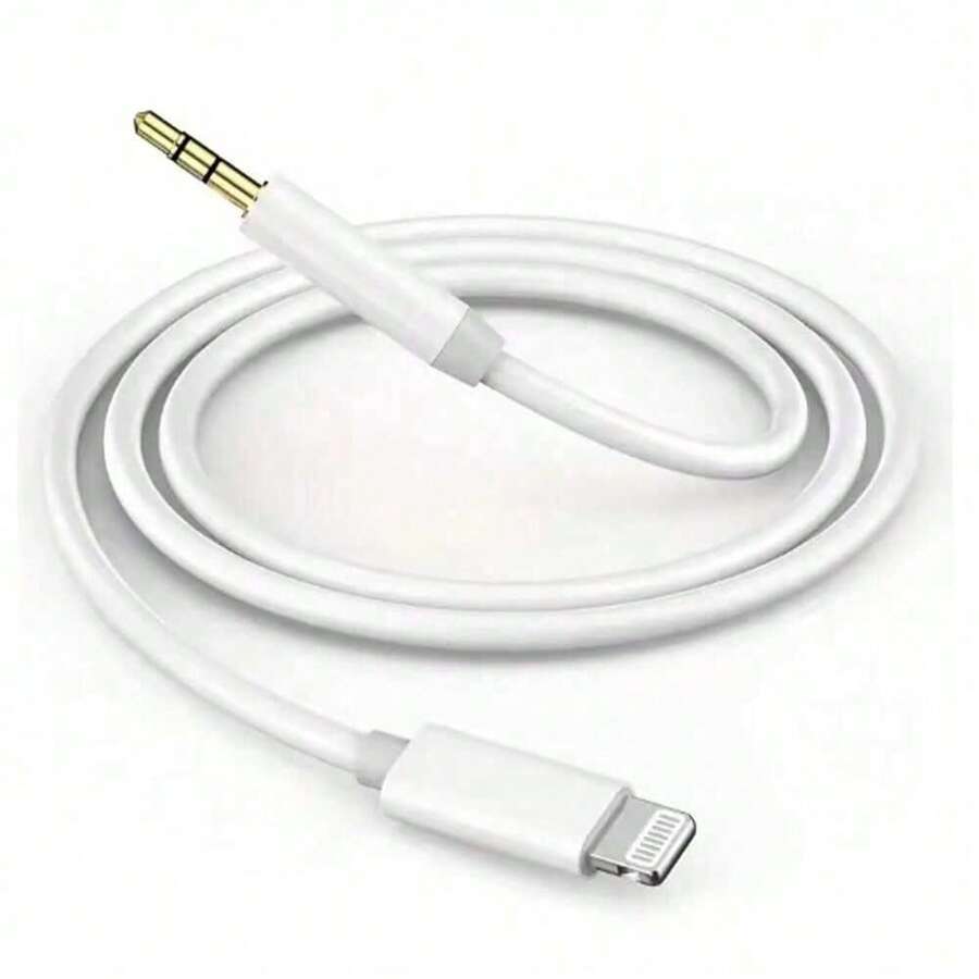 1 pieza Cable de audio de iOS a 3.5 mm con adaptador de conector de auriculares de 3.5 mm, compatible con iPhone 14, 13, 12, 11 Pro Max, X, 8, 7, cable de conexión de audio estéreo diseñado para dispositivos iOS - Blanco - Ver 1