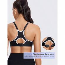 SYROKAN Women's Full Support High Impact Racerback Lightly Lined Underwire Sports Bra - 黑色 - 查看 6