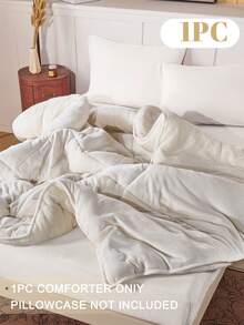 1件超柔软羊毛被，亲肤冬季羽绒被，轻盈透气，舒适睡眠，经久耐用，不易起球，绗缝工艺使其蓬松柔软，百搭卧室装饰，适合所有尺寸的床，不含枕头和枕套，家居装饰，冬季之选，床上用品，秋季装饰，冬季装饰